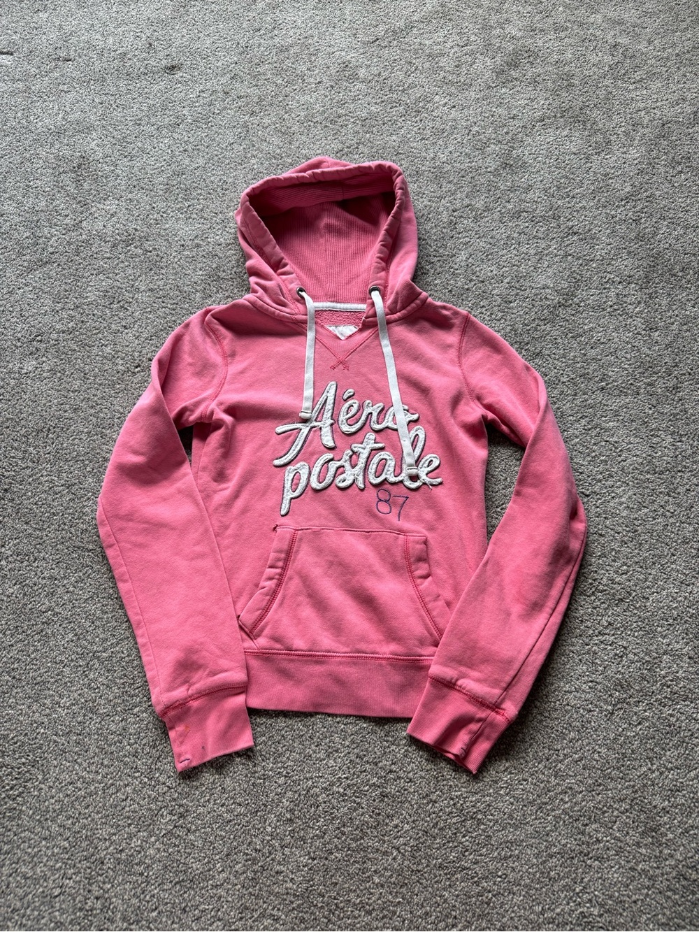Aeropostale Rose Pink Drawstring Hoodie with Logo Detail